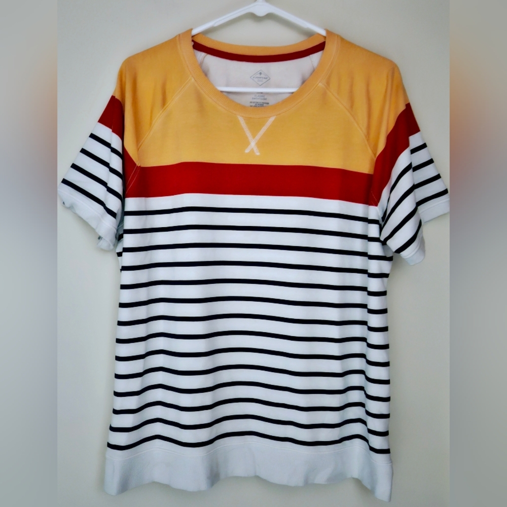 !St Johns Bay XXL Colorful Nautical Strips French Terry Lightweight Top